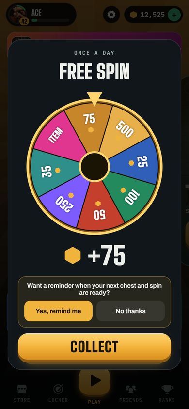 The free spin wheel