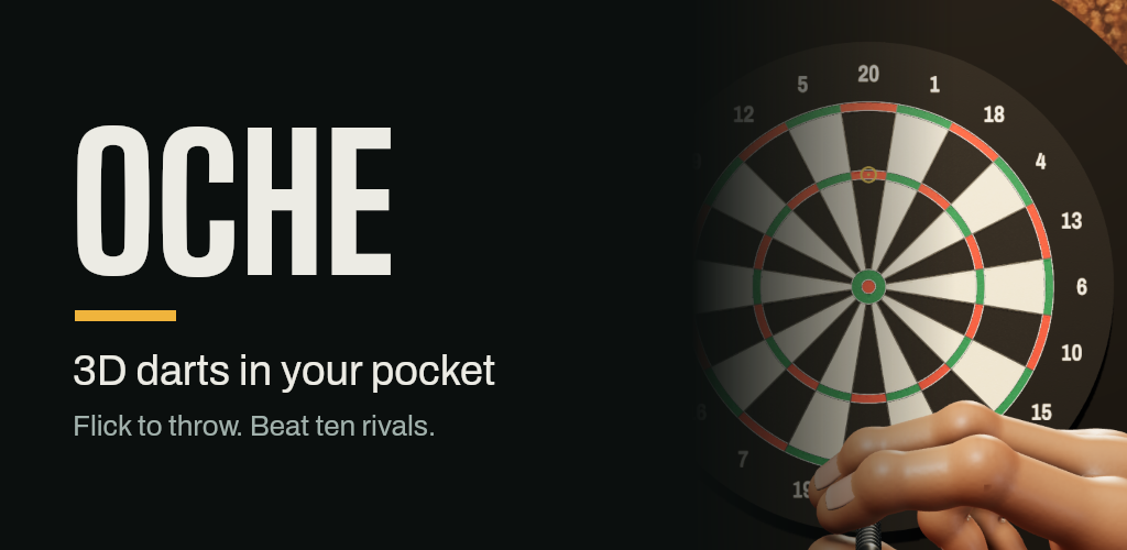 OCHE: a hand holding a dart in front of a dartboard